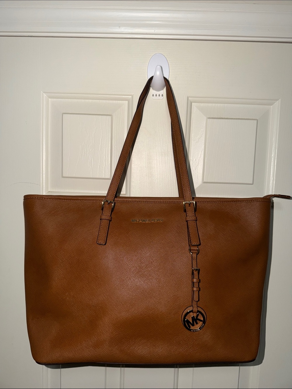 Michael Kors Tan Leather Tote with MK Charm